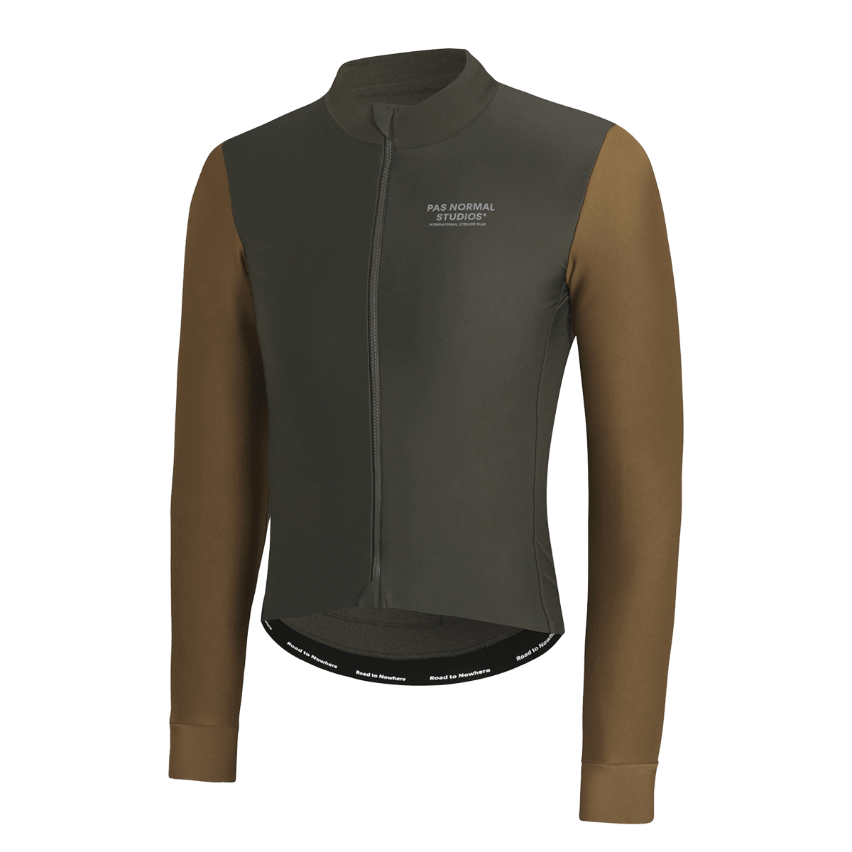 Pas Normal Studios - Men's Mechanism Thermal Long Sleeve Jersey - Herren Radtrikot langarm - Dark Olive/Army Braun