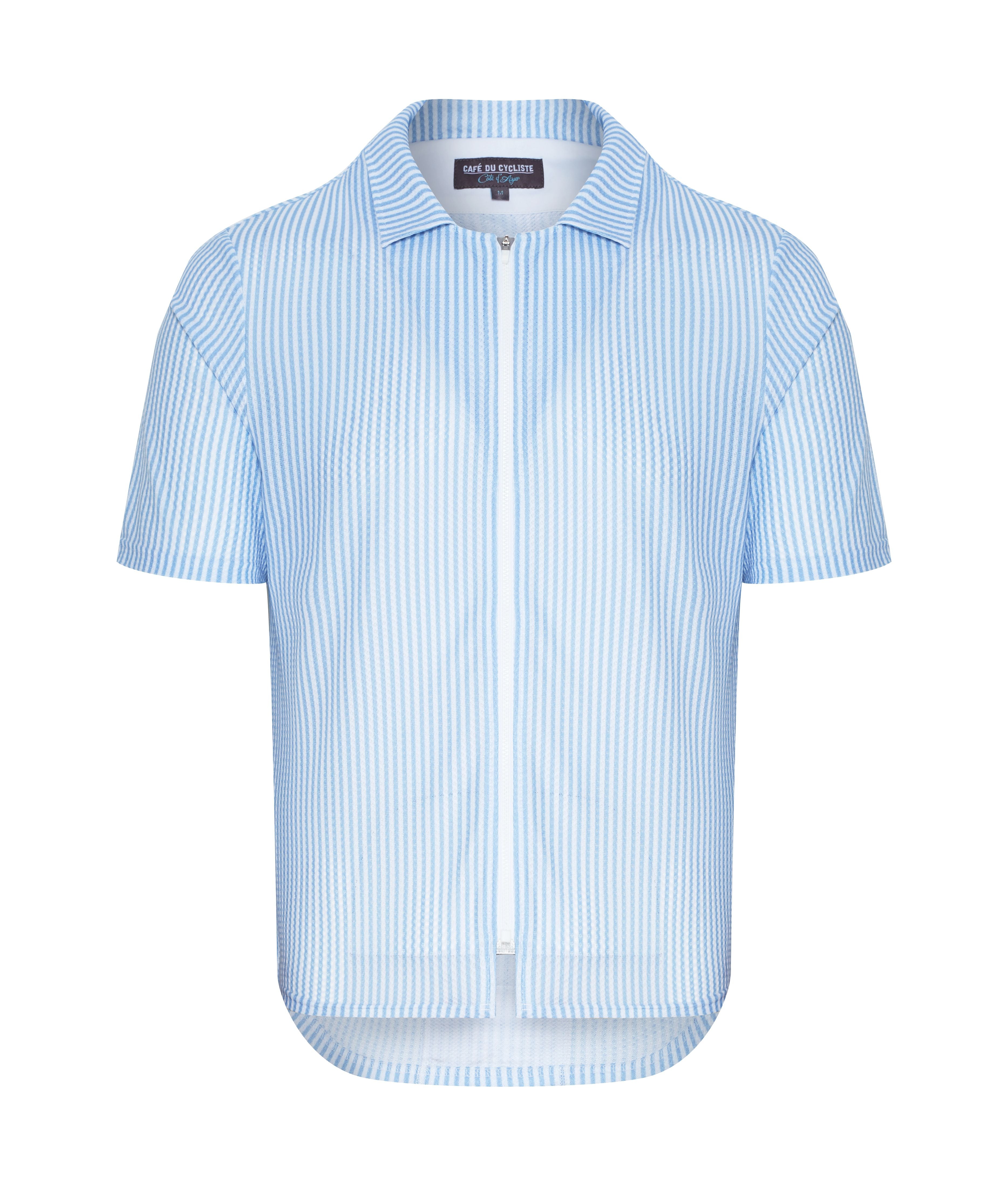 Cafe du Cycliste - CLAUDINE Gravel Shirt - Fine Blue Stripes
